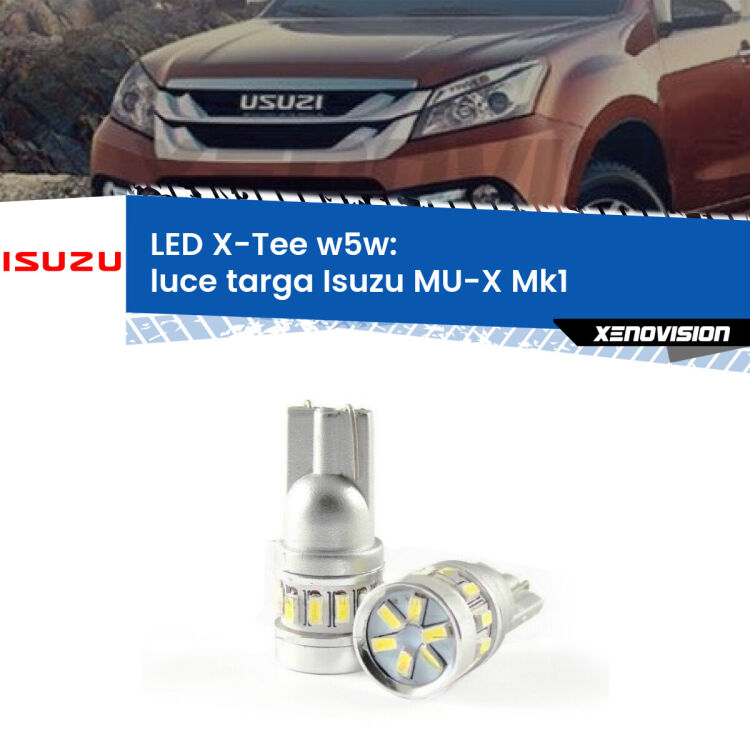 0 Luce Targa LED per Isuzu MU-X Mk1 2013 - 2019: W5W X-Tee <strong>LED luce targa per Isuzu MU-X</strong> Mk1 2013 - 2019. Lampade <strong>W5W</strong> modello X-Tee Xenovision top di gamma.