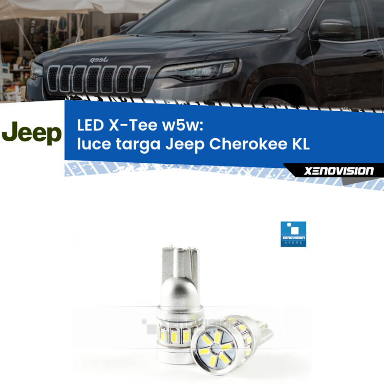 <strong>LED luce targa per Jeep Cherokee</strong> KL 2014 in poi. Lampade <strong>W5W</strong> modello X-Tee Xenovision top di gamma.