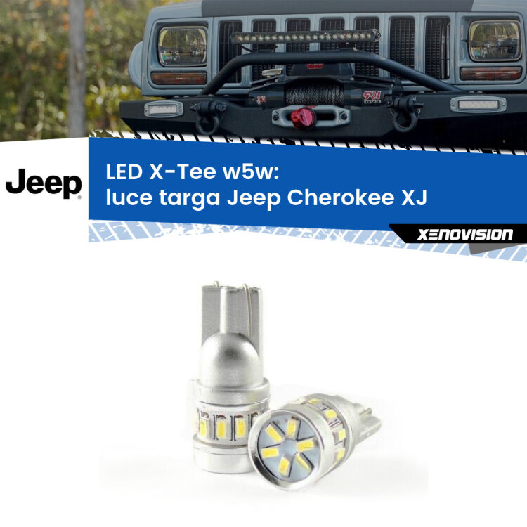 0 Luce Targa LED per Jeep Cherokee XJ 1984 - 2001: W5W X-Tee <strong>LED luce targa per Jeep Cherokee</strong> XJ 1984 - 2001. Lampade <strong>W5W</strong> modello X-Tee Xenovision top di gamma.