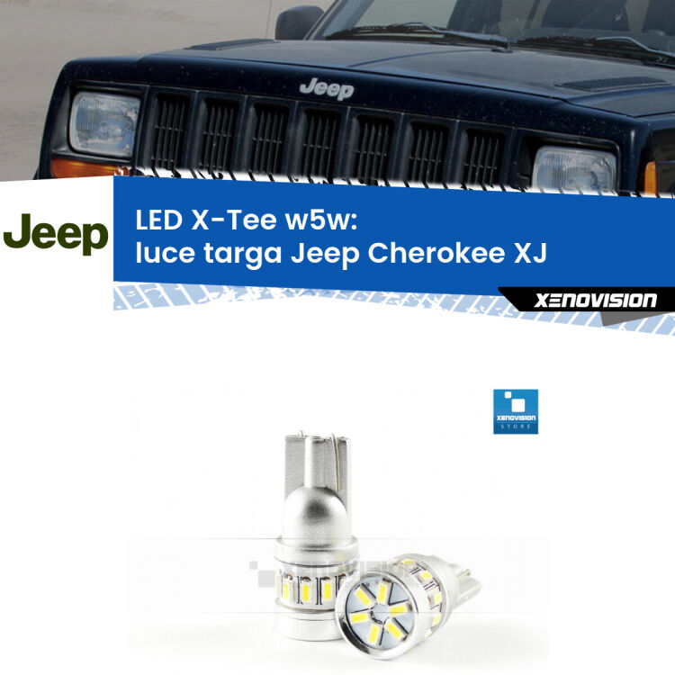 <strong>LED luce targa per Jeep Cherokee</strong> XJ 1984 - 2001. Lampade <strong>W5W</strong> modello X-Tee Xenovision top di gamma.