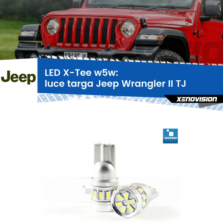 <strong>LED luce targa per Jeep Wrangler II</strong> TJ 1996 - 2005. Lampade <strong>W5W</strong> modello X-Tee Xenovision top di gamma.