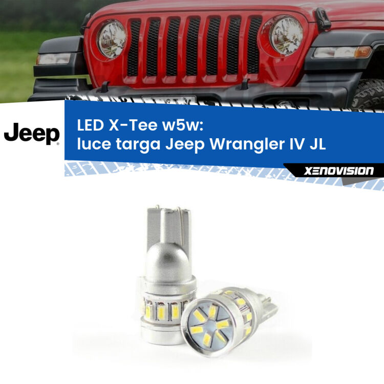 0 Luce Targa LED per Jeep Wrangler IV JL 2017 in poi: W5W X-Tee <strong>LED luce targa per Jeep Wrangler IV</strong> JL 2017 in poi. Lampade <strong>W5W</strong> modello X-Tee Xenovision top di gamma.