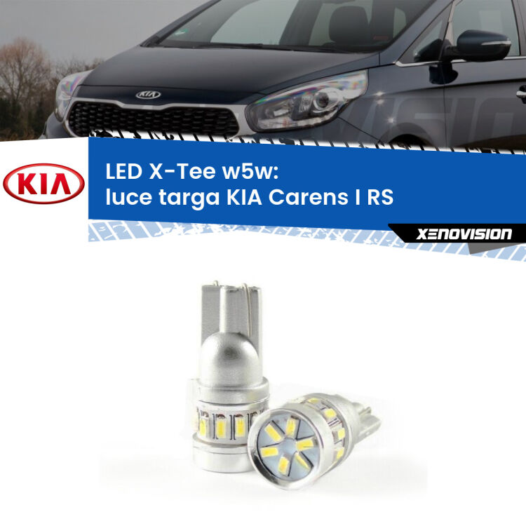 0 Luce Targa LED per KIA Carens I RS 1999 - 2005: W5W X-Tee <strong>LED luce targa per KIA Carens I</strong> RS 1999 - 2005. Lampade <strong>W5W</strong> modello X-Tee Xenovision top di gamma.