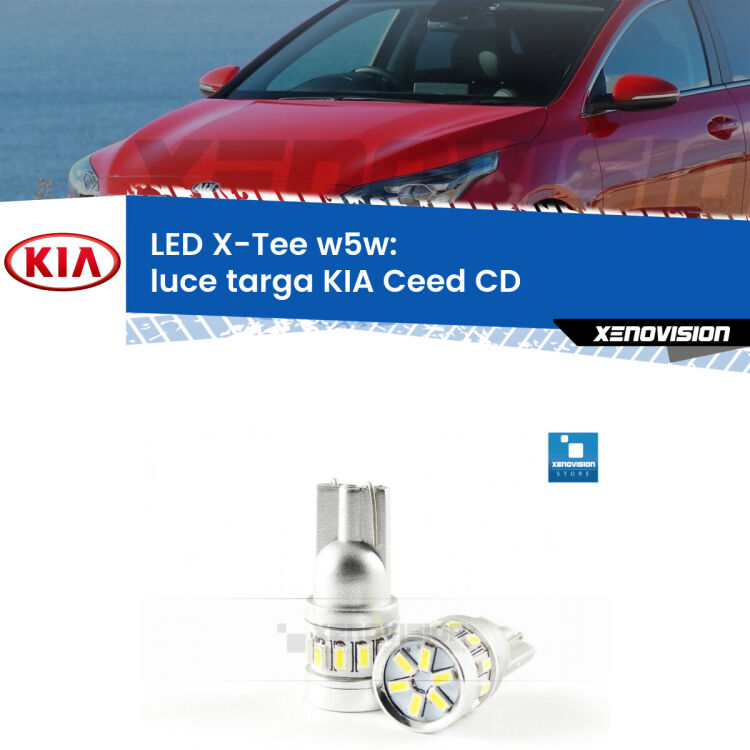 <strong>LED luce targa per KIA Ceed</strong> CD 2018 in poi. Lampade <strong>W5W</strong> modello X-Tee Xenovision top di gamma.