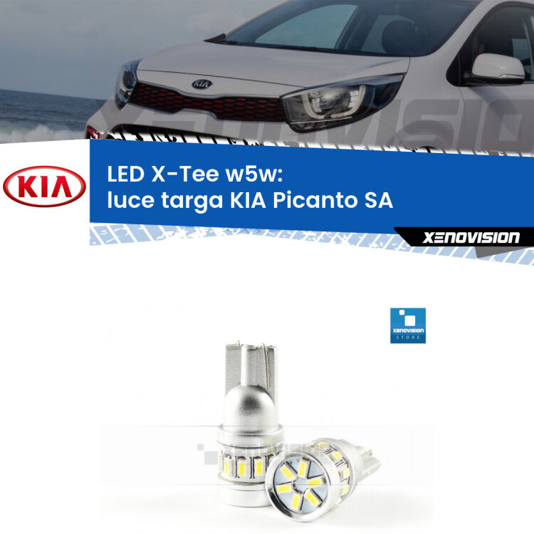 <strong>LED luce targa per KIA Picanto</strong> SA 2003 - 2010. Lampade <strong>W5W</strong> modello X-Tee Xenovision top di gamma.