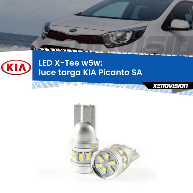 0 Luce Targa LED per KIA Picanto SA 2003 - 2010: W5W X-Tee <strong>LED luce targa per KIA Picanto</strong> SA 2003 - 2010. Lampade <strong>W5W</strong> modello X-Tee Xenovision top di gamma.