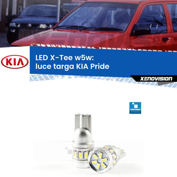 <strong>LED luce targa per KIA Pride</strong>  1990 - 2001. Lampade <strong>W5W</strong> modello X-Tee Xenovision top di gamma.