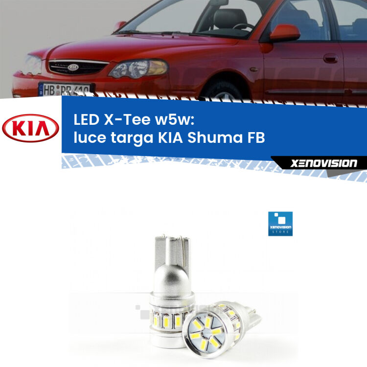 <strong>LED luce targa per KIA Shuma</strong> FB 1997 - 2000. Lampade <strong>W5W</strong> modello X-Tee Xenovision top di gamma.