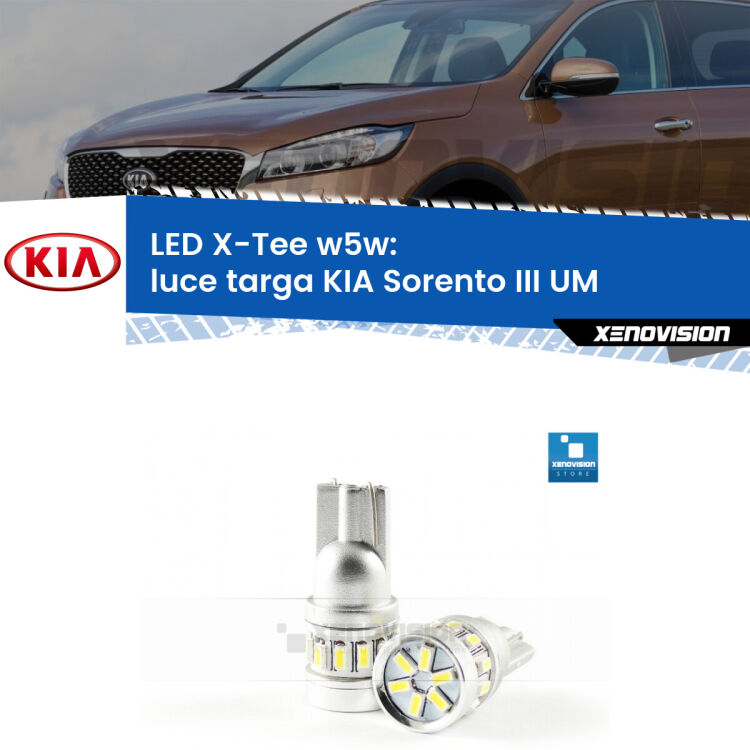 <strong>LED luce targa per KIA Sorento III</strong> UM 2015 in poi. Lampade <strong>W5W</strong> modello X-Tee Xenovision top di gamma.