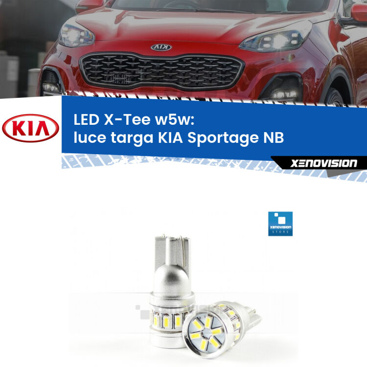<strong>LED luce targa per KIA Sportage</strong> NB 1993 - 2003. Lampade <strong>W5W</strong> modello X-Tee Xenovision top di gamma.