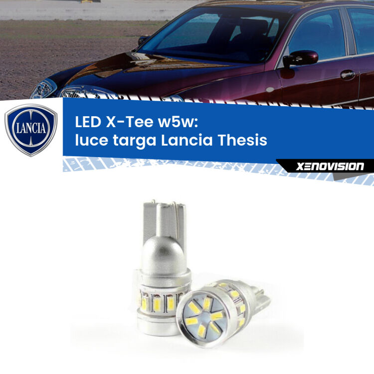 0 Luce Targa LED per Lancia Thesis  2002 - 2009: W5W X-Tee <strong>LED luce targa per Lancia Thesis</strong>  2002 - 2009. Lampade <strong>W5W</strong> modello X-Tee Xenovision top di gamma.