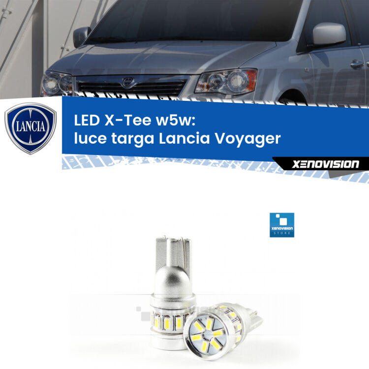 <strong>LED luce targa per Lancia Voyager</strong>  2011 - 2014. Lampade <strong>W5W</strong> modello X-Tee Xenovision top di gamma.