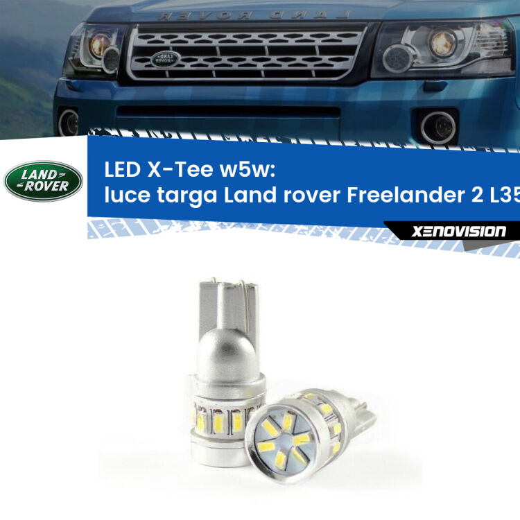0 Luce Targa LED per Land rover Freelander 2 L359 2006 - 2014: W5W X-Tee <strong>LED luce targa per Land rover Freelander 2</strong> L359 2006 - 2014. Lampade <strong>W5W</strong> modello X-Tee Xenovision top di gamma.