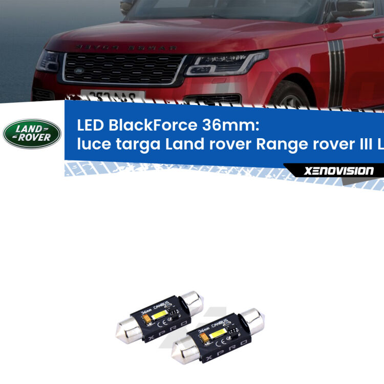<strong>LED luce targa 36mm per Land rover Range rover III</strong> L322 2002 - 2012. Coppia lampadine <strong>C5W</strong>modello BlackForce Xenovision.