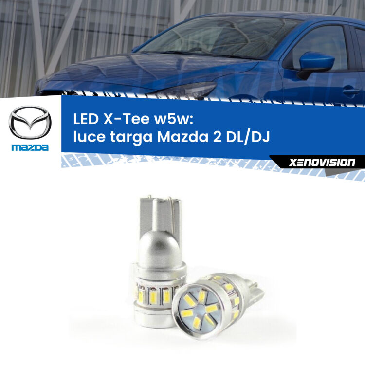 0 Luce Targa LED per Mazda 2 DL/DJ 2014 - 2018: W5W X-Tee <strong>LED luce targa per Mazda 2</strong> DL/DJ 2014 - 2018. Lampade <strong>W5W</strong> modello X-Tee Xenovision top di gamma.