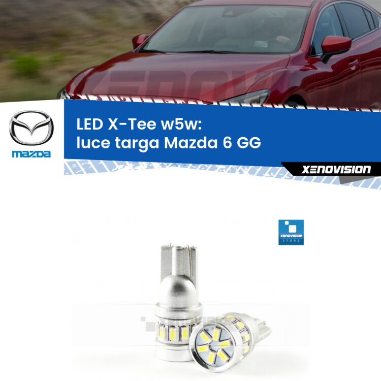 <strong>LED luce targa per Mazda 6</strong> GG 2002 - 2007. Lampade <strong>W5W</strong> modello X-Tee Xenovision top di gamma.
