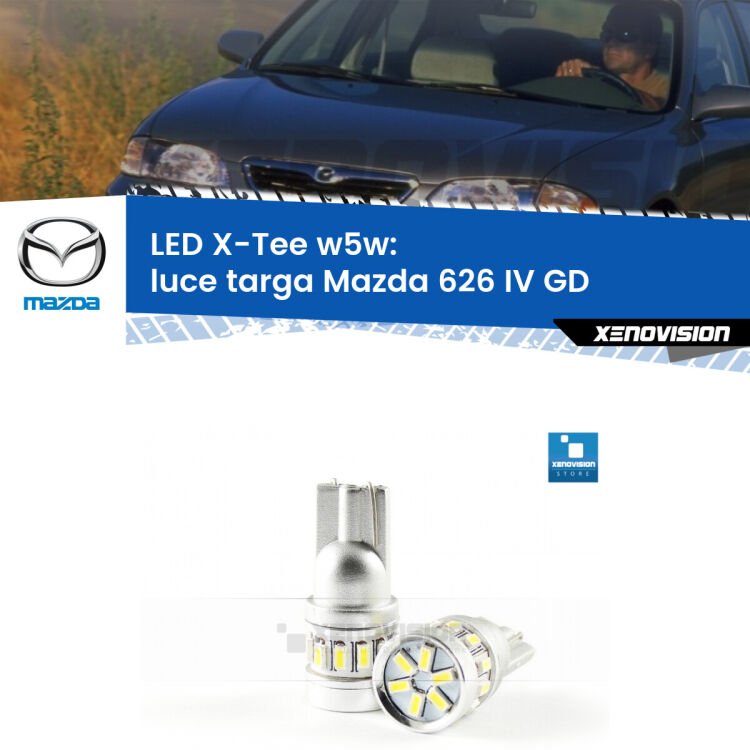 <strong>LED luce targa per Mazda 626 IV</strong> GD 1987 - 1992. Lampade <strong>W5W</strong> modello X-Tee Xenovision top di gamma.