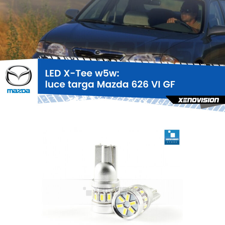 <strong>LED luce targa per Mazda 626 VI</strong> GF 1997 - 2002. Lampade <strong>W5W</strong> modello X-Tee Xenovision top di gamma.