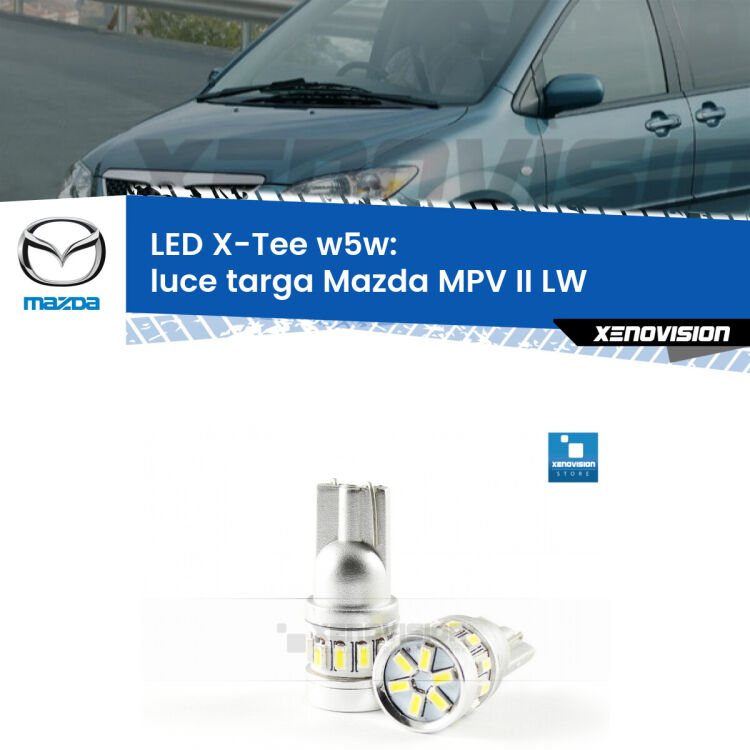 <strong>LED luce targa per Mazda MPV II</strong> LW 1999 - 2006. Lampade <strong>W5W</strong> modello X-Tee Xenovision top di gamma.