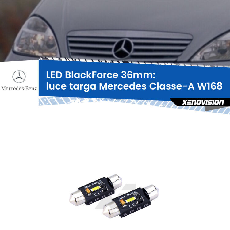 <strong>LED luce targa 36mm per Mercedes Classe-A</strong> W168 1997 - 2004. Coppia lampadine <strong>C5W</strong>modello BlackForce Xenovision.