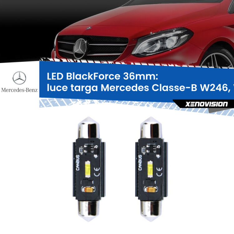 0 Luce Targa LED per Mercedes Classe-B W246, W242 2011 - 2018: C5W BlackForce 36mm (Coppia) <strong>Luce Targa LED per Mercedes Classe-B</strong> W246, W242 2011 - 2018. Coppia lampade <strong>C5W</strong> 36mm modello BlackForce canbus.