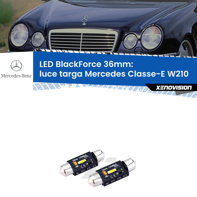 <strong>LED luce targa 36mm per Mercedes Classe-E</strong> W210 1995 - 2002. Coppia lampadine <strong>C5W</strong>modello BlackForce Xenovision.