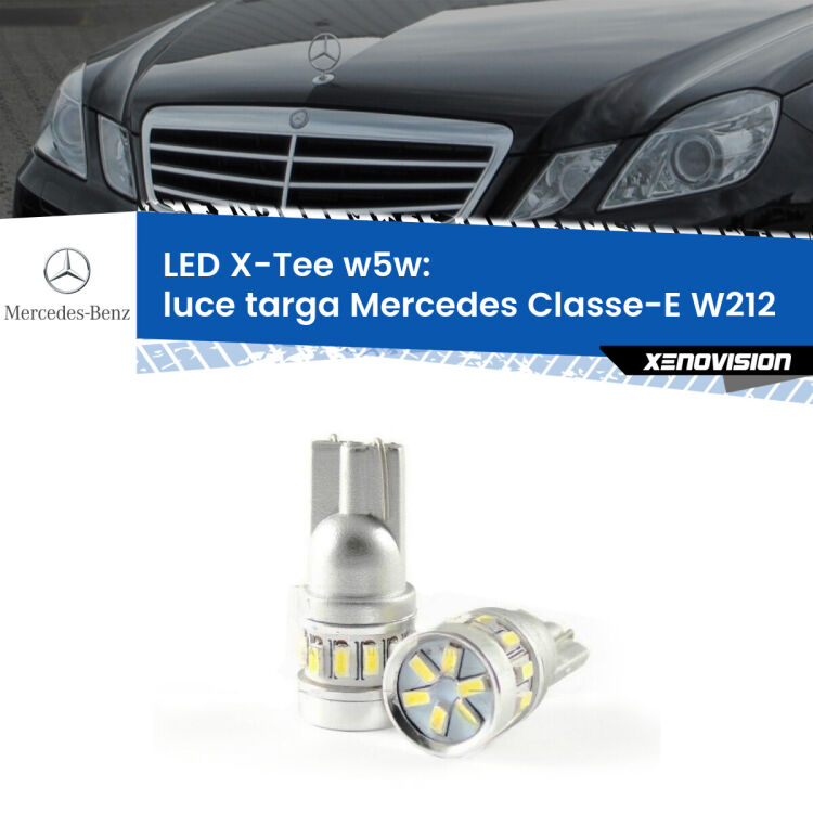 0 Luce Targa LED per Mercedes Classe-E W212 2009 - 2016: W5W X-Tee <strong>LED luce targa per Mercedes Classe-E</strong> W212 2009 - 2016. Lampade <strong>W5W</strong> modello X-Tee Xenovision top di gamma.