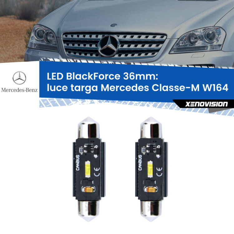 0 Luce Targa LED per Mercedes Classe-M W164 2005 - 2011: C5W BlackForce 36mm (Coppia) <strong>Luce Targa LED per Mercedes Classe-M</strong> W164 2005 - 2011. Coppia lampade <strong>C5W</strong> 36mm modello BlackForce canbus.