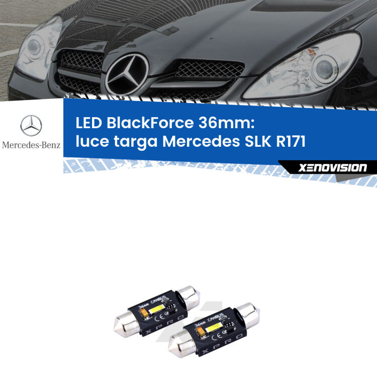 <strong>LED luce targa 36mm per Mercedes SLK</strong> R171 2004 - 2011. Coppia lampadine <strong>C5W</strong>modello BlackForce Xenovision.