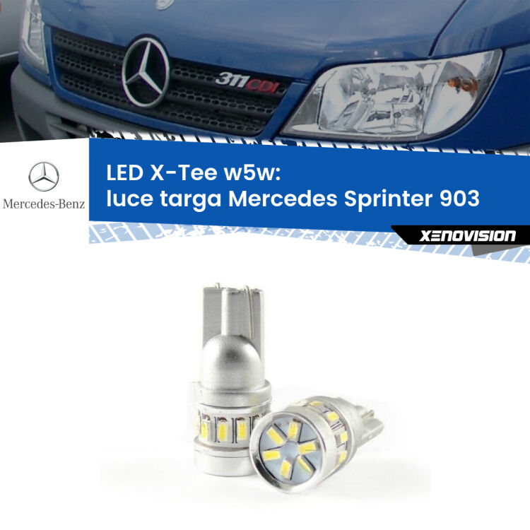 0 Luce Targa LED per Mercedes Sprinter 903 1995 - 2006: W5W X-Tee <strong>LED luce targa per Mercedes Sprinter</strong> 903 1995 - 2006. Lampade <strong>W5W</strong> modello X-Tee Xenovision top di gamma.