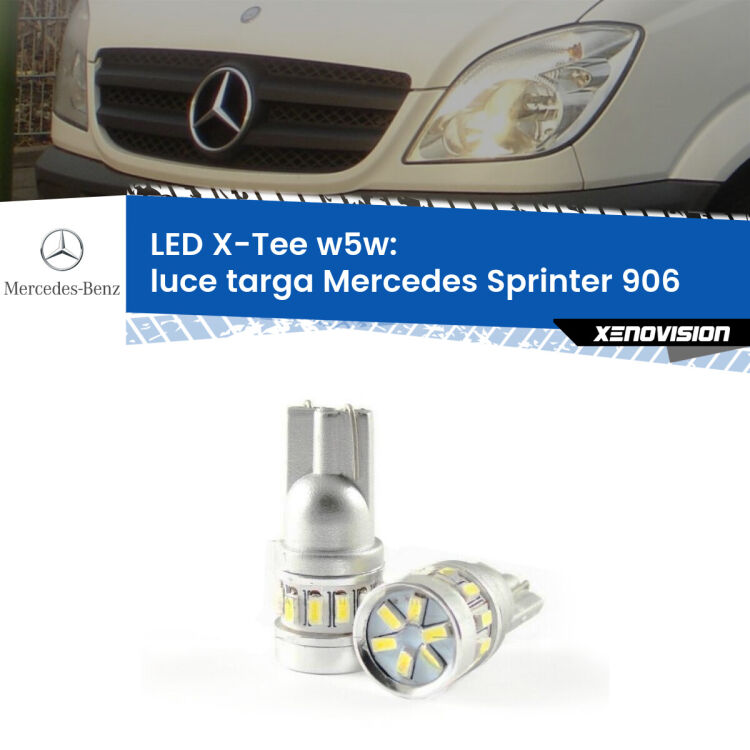 0 Luce Targa LED per Mercedes Sprinter 906 2006 - 2012: W5W X-Tee <strong>LED luce targa per Mercedes Sprinter</strong> 906 2006 - 2012. Lampade <strong>W5W</strong> modello X-Tee Xenovision top di gamma.