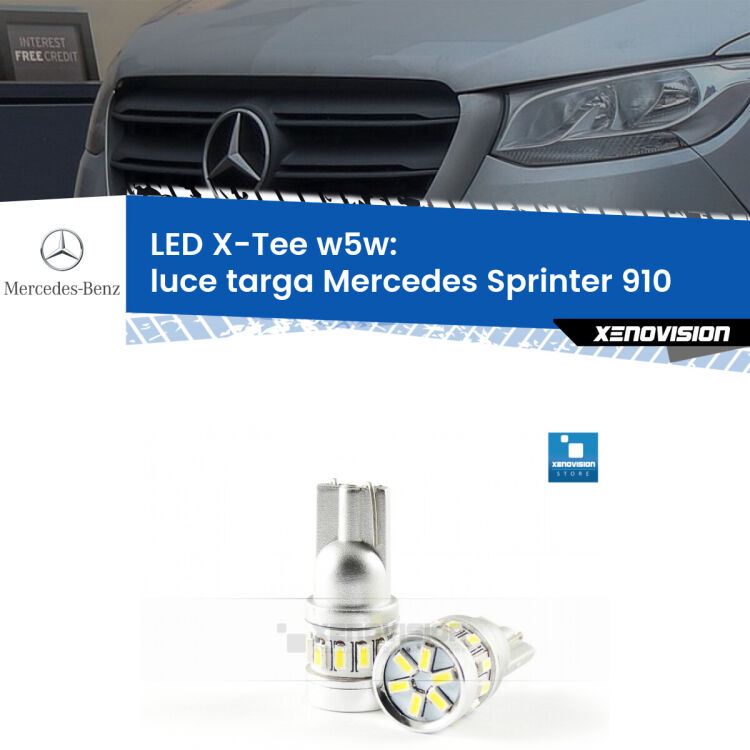 <strong>LED luce targa per Mercedes Sprinter</strong> 910 2018 in poi. Lampade <strong>W5W</strong> modello X-Tee Xenovision top di gamma.