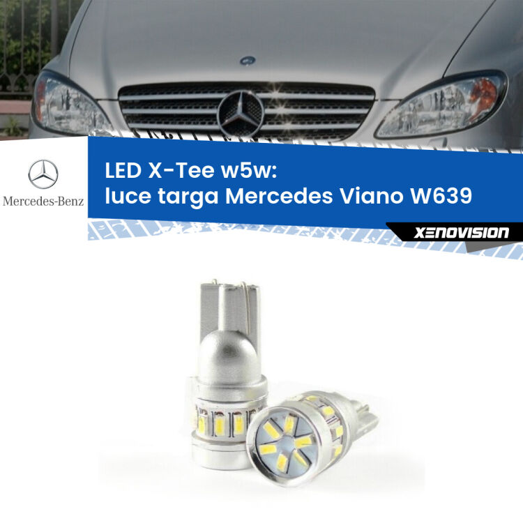 0 Luce Targa LED per Mercedes Viano W639 2004 - 2007: W5W X-Tee <strong>LED luce targa per Mercedes Viano</strong> W639 2004 - 2007. Lampade <strong>W5W</strong> modello X-Tee Xenovision top di gamma.