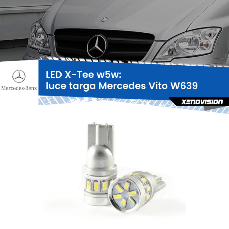 0 Luce Targa LED per Mercedes Vito W639 2004 - 2012: W5W X-Tee <strong>LED luce targa per Mercedes Vito</strong> W639 2004 - 2012. Lampade <strong>W5W</strong> modello X-Tee Xenovision top di gamma.