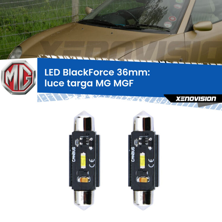 0 Luce Targa LED per MG MGF  1995 - 2002: C5W BlackForce 36mm (Coppia) <strong>Luce Targa LED per MG MGF</strong>  1995 - 2002. Coppia lampade <strong>C5W</strong> 36mm modello BlackForce canbus.