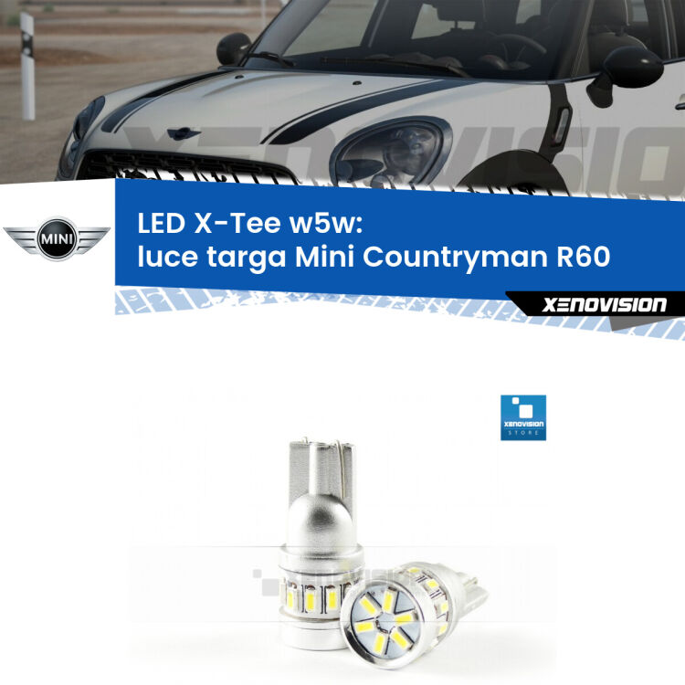 <strong>LED luce targa per Mini Countryman</strong> R60 2010 - 2016. Lampade <strong>W5W</strong> modello X-Tee Xenovision top di gamma.