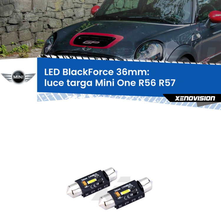 <strong>LED luce targa 36mm per Mini One</strong> R56 R57 2006 - 2013. Coppia lampadine <strong>C5W</strong>modello BlackForce Xenovision.