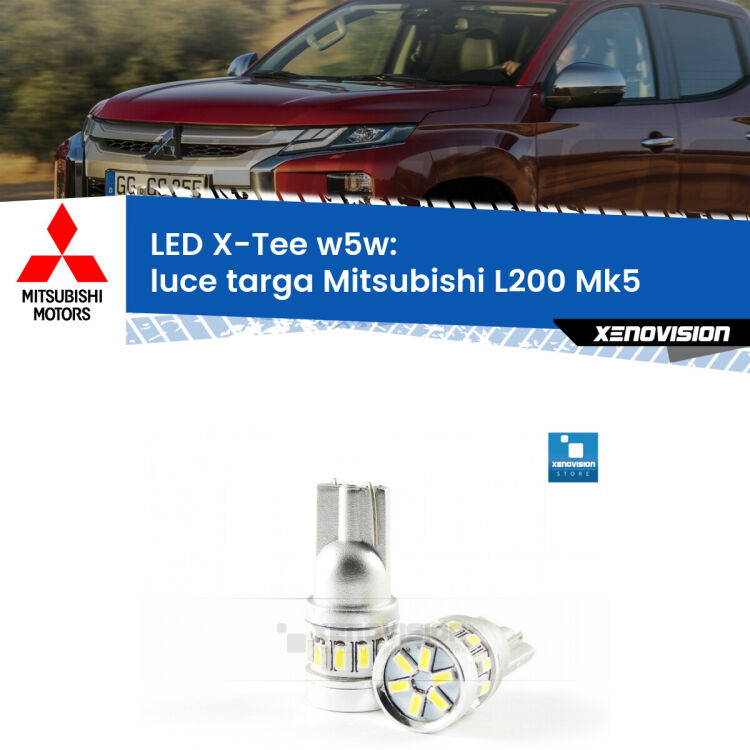 <strong>LED luce targa per Mitsubishi L200</strong> Mk5 2015 in poi. Lampade <strong>W5W</strong> modello X-Tee Xenovision top di gamma.