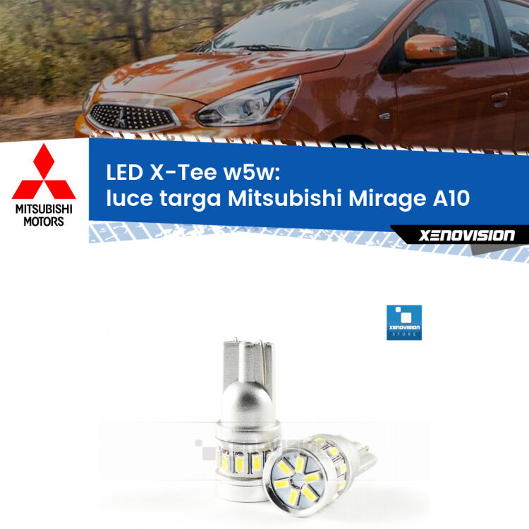 <strong>LED luce targa per Mitsubishi Mirage</strong> A10 2013 in poi. Lampade <strong>W5W</strong> modello X-Tee Xenovision top di gamma.