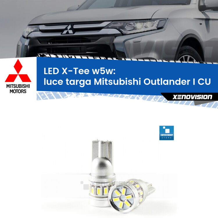 <strong>LED luce targa per Mitsubishi Outlander I</strong> CU 2001 - 2006. Lampade <strong>W5W</strong> modello X-Tee Xenovision top di gamma.