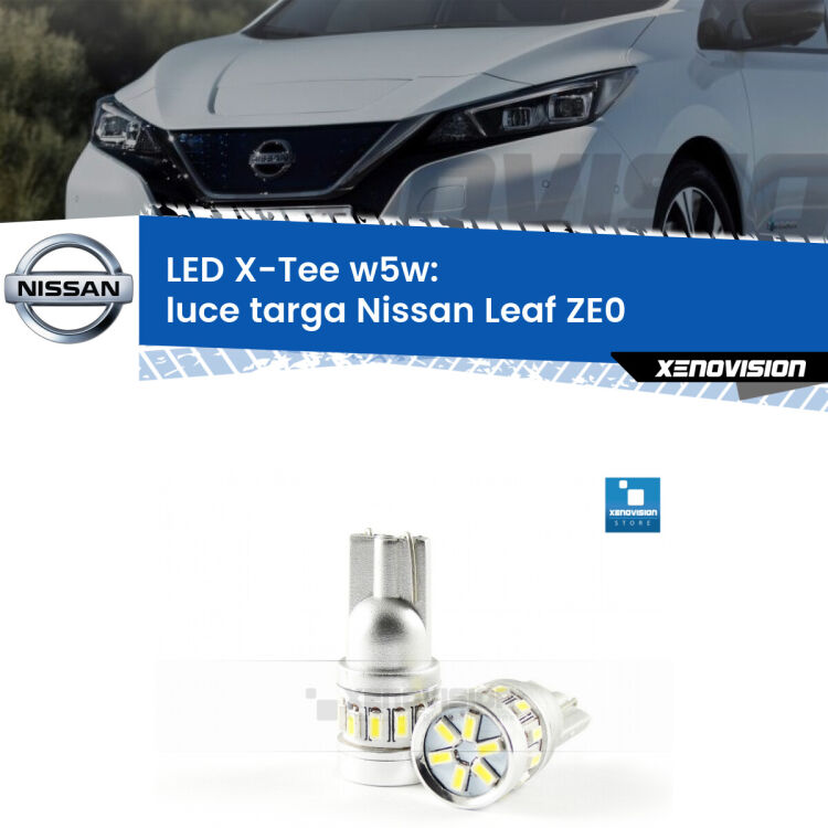 <strong>LED luce targa per Nissan Leaf</strong> ZE0 2010 - 2016. Lampade <strong>W5W</strong> modello X-Tee Xenovision top di gamma.