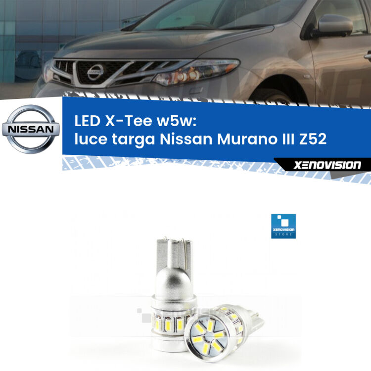 <strong>LED luce targa per Nissan Murano III</strong> Z52 2014 in poi. Lampade <strong>W5W</strong> modello X-Tee Xenovision top di gamma.
