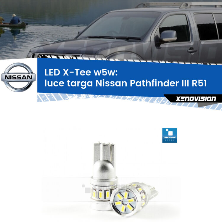 <strong>LED luce targa per Nissan Pathfinder III</strong> R51 2005 - 2011. Lampade <strong>W5W</strong> modello X-Tee Xenovision top di gamma.