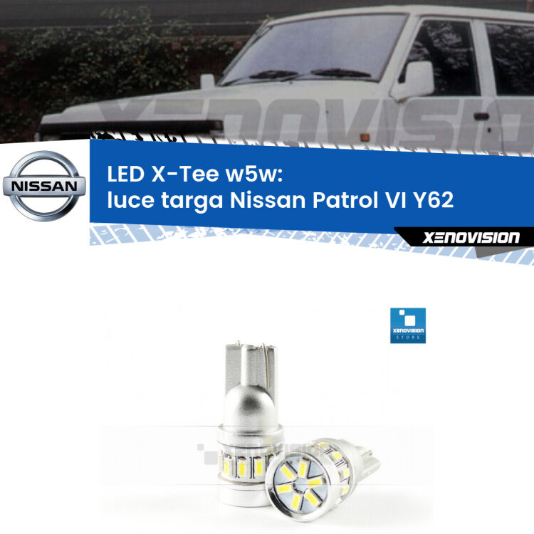 <strong>LED luce targa per Nissan Patrol VI</strong> Y62 2010 in poi. Lampade <strong>W5W</strong> modello X-Tee Xenovision top di gamma.