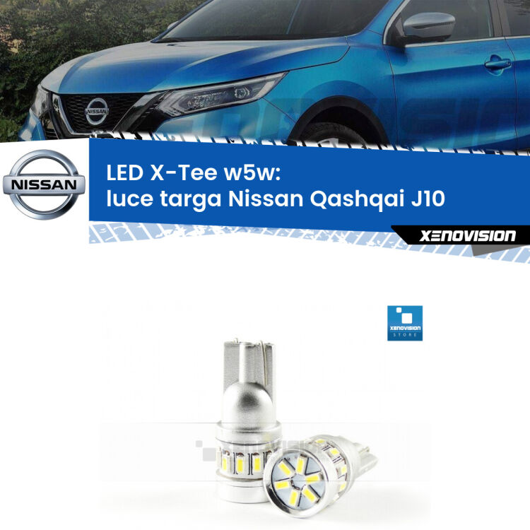 <strong>LED luce targa per Nissan Qashqai</strong> J10 2007 - 2013. Lampade <strong>W5W</strong> modello X-Tee Xenovision top di gamma.