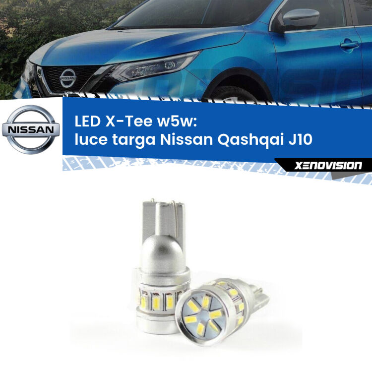 0 Luce Targa LED per Nissan Qashqai J10 2007 - 2013: W5W X-Tee <strong>LED luce targa per Nissan Qashqai</strong> J10 2007 - 2013. Lampade <strong>W5W</strong> modello X-Tee Xenovision top di gamma.