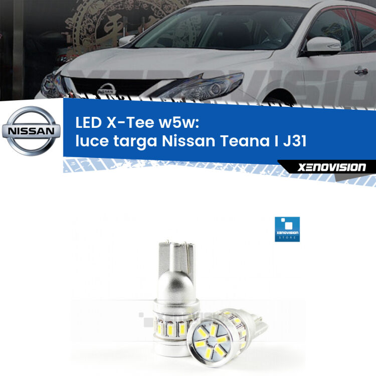 <strong>LED luce targa per Nissan Teana I</strong> J31 2003 - 2008. Lampade <strong>W5W</strong> modello X-Tee Xenovision top di gamma.