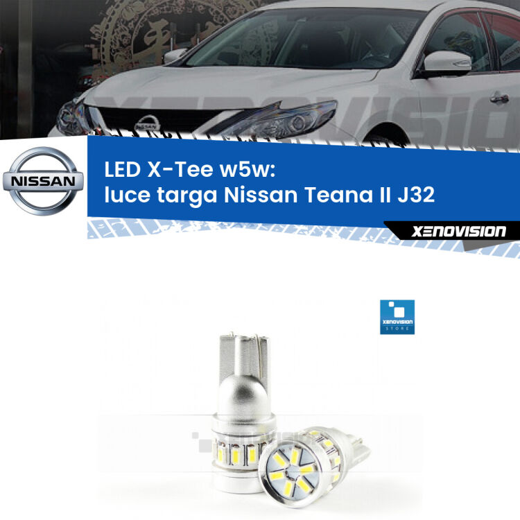 <strong>LED luce targa per Nissan Teana II</strong> J32 2008 - 2013. Lampade <strong>W5W</strong> modello X-Tee Xenovision top di gamma.