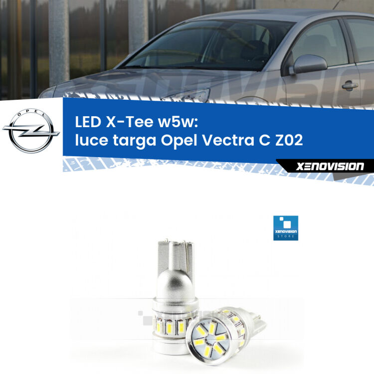 <strong>LED luce targa per Opel Vectra C</strong> Z02 2002 - 2010. Lampade <strong>W5W</strong> modello X-Tee Xenovision top di gamma.
