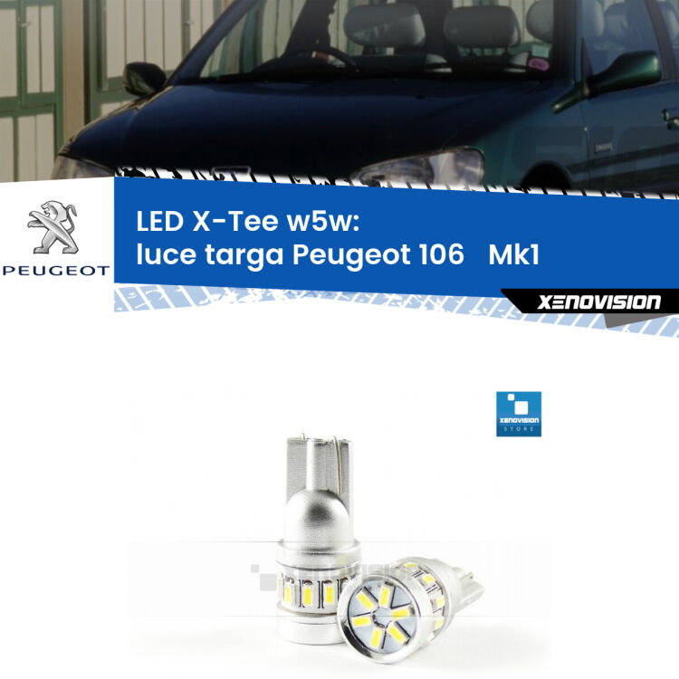 <strong>LED luce targa per Peugeot 106  </strong> Mk1 1991 - 1996. Lampade <strong>W5W</strong> modello X-Tee Xenovision top di gamma.